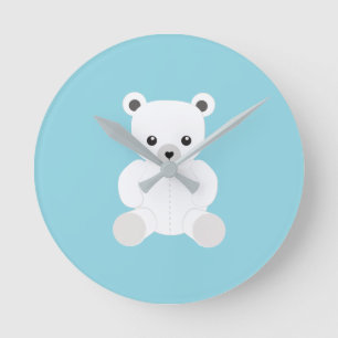Relógio Redondo de Urso Polar Branco