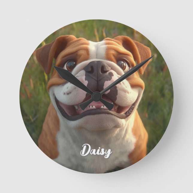 Relógio Redondo decor de animais de estimação personalizado (Frente)