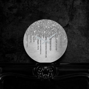 Relógio Redondo Decor de Dissipação Sparkle Gelo Metálico de