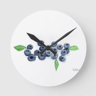 Relógio Redondo Decoração da cozinha da fruta Blueberry