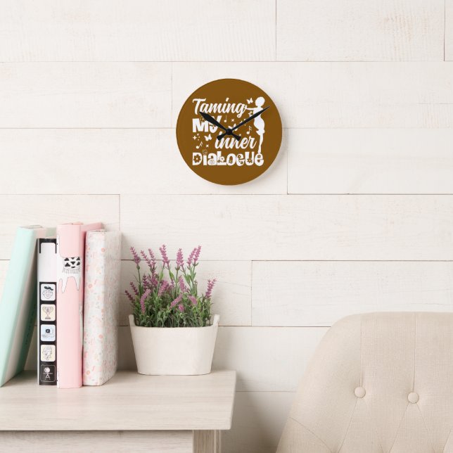 Relógio Redondo Decoração de Mindfulness | Domando Meu Diálogo Int (Sala de leitura)