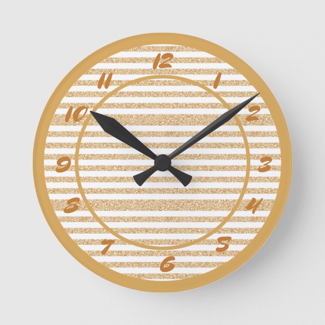 Relógio Redondo Decoração do brilho do brilho Dourado do brilho (Frente)