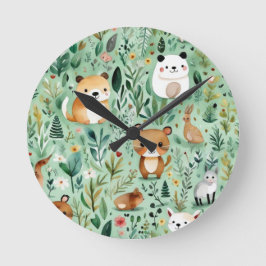 Relógio Redondo Decoração floral campestre verde estilo cottage co