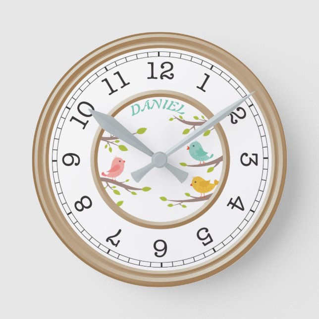 Relógio Redondo Decoração personalizada de bebê/menino/quarto de m (Frente)