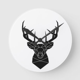 Relógio Redondo Deer Head Geométrico Arquivo Ai Silhout Stag P