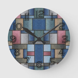 Relógio Redondo Denim Pattern