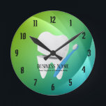 Relógio Redondo Dente & escova de dentes dos cuidados dentários do<br><div class="desc">Pulsos de disparo do dente & da escova de dentes dos cuidados dentários do escritório do dentista.</div>