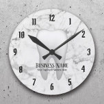 Relógio Redondo Dentist Office Dental White Tooth Modern Marble<br><div class="desc">Dentist Office Dental Care Moderno White Marble Clocks.</div>