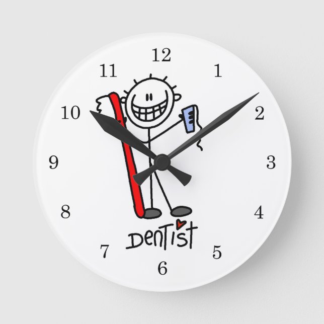 Relógio Redondo Dentista de Figura Básica do Stick (Frente)