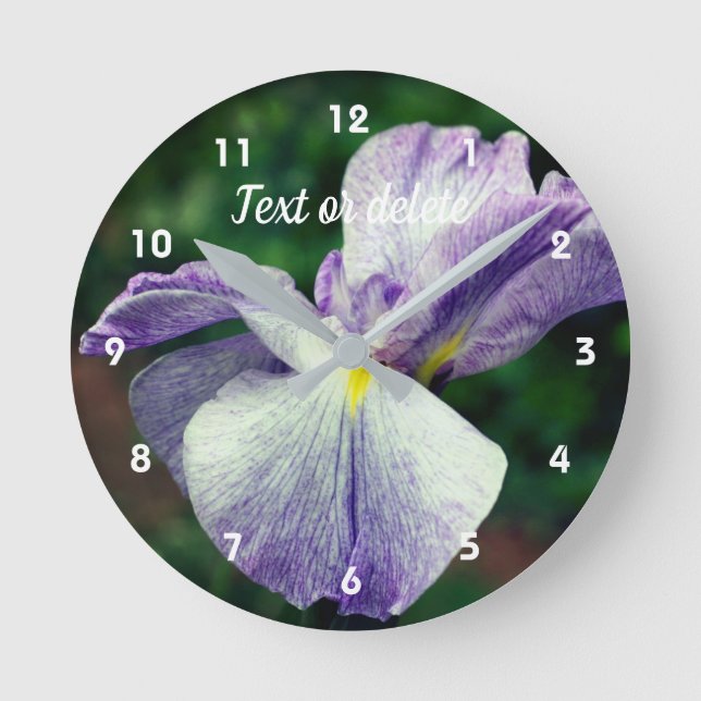 Relógio Redondo Desdobramento de Flor Íris Roxo Japonês Personaliz (Frente)