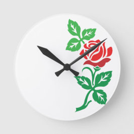 Relógio Redondo Desenho de Flor de Rosa Vermelha – Beleza Floral C