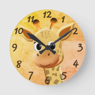 Relógio Redondo Desenho de girafa de bebê bonita