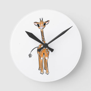 Relógio Redondo Desenho girafa bonito, animais safari