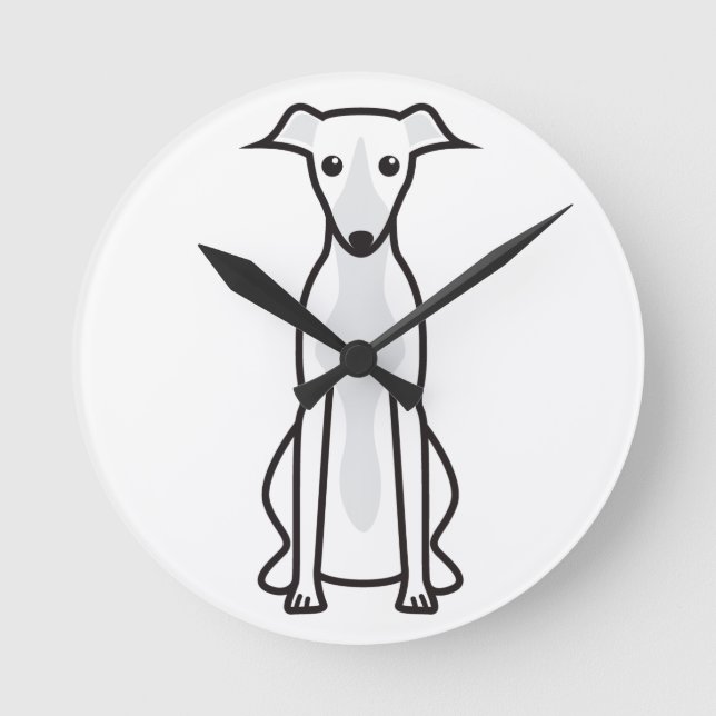 Relógio Redondo Desenhos animados do cão de Whippet (Frente)