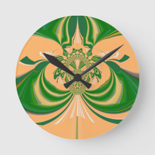 Relógio Redondo Design Amarelo Verde.