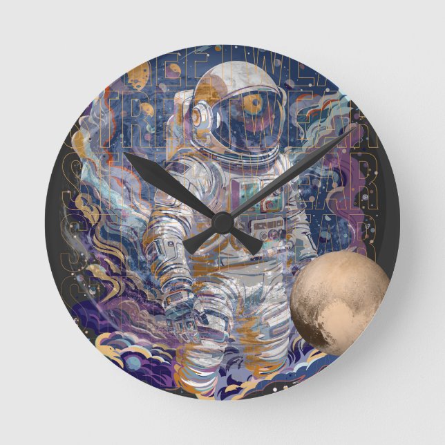 Relógio Redondo Design astronauta (Frente)