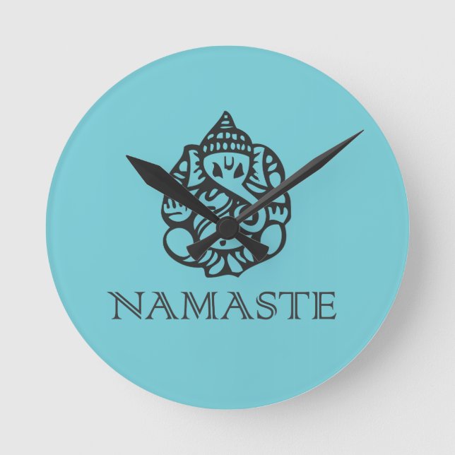 Relógio Redondo Design azul bonito de Ganesh Namaste (Frente)