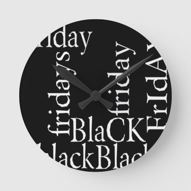 Relógio Redondo Design de Black Friday (Frente)