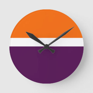 Relógio Redondo Design de Bloco de Cor Simples Púrpura Laranja Bra