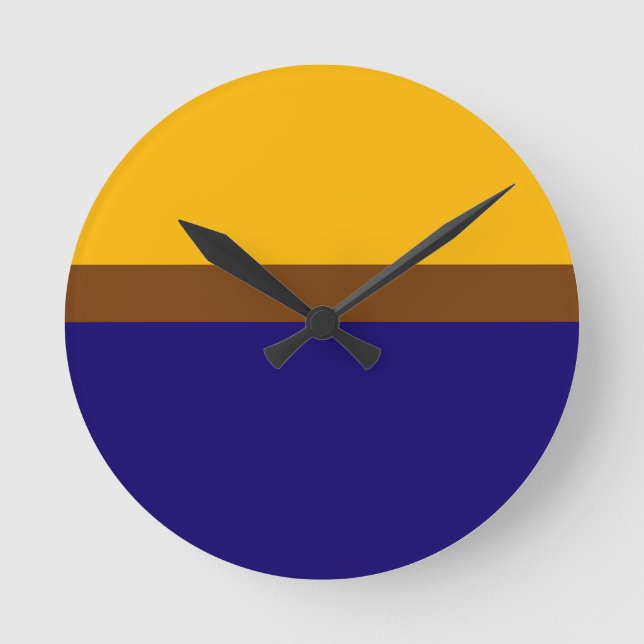 Relógio Redondo Design de Bloco de Cores Simples Azul Amarelo (Frente)