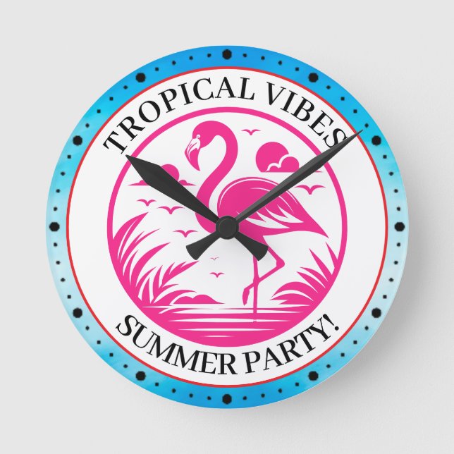 Relógio Redondo Design de Círculo de Verão Flamingo Rosa-68730 (Frente)
