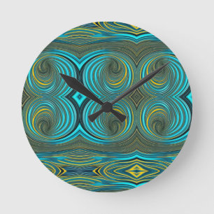 Relógio Redondo Design de cor verde amarelo-espiral