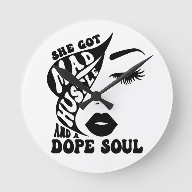 Relógio Redondo Design de Hustle natalino para empoderar mulheres  (Frente)