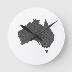 Relógio Redondo Design de Mapa da Austrália com Fronteiras Ocultas