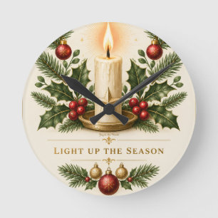 Relógio Redondo Design de Natal , Vela Estilo Caixa de Fósforos El
