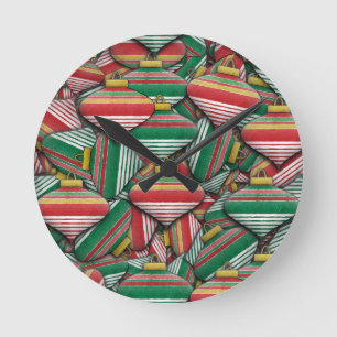 Relógio Redondo Design de Padrão de Ornamento Vermelhos Vermelhos