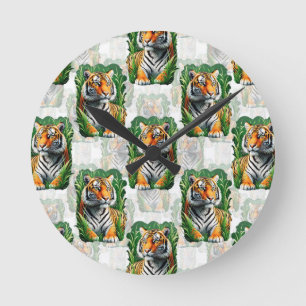 Relógio Redondo Design de padrão do Tiger