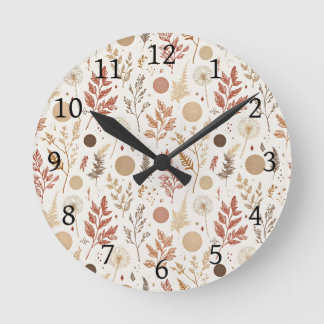 Relógio Redondo Design de padrão floral boho botânico 396
