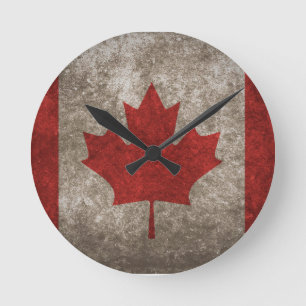 Relógio Redondo Design de Sinalizador Canadiano Incrível