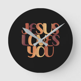Relógio Redondo Design de Tipografia Cristã Jesus Ama