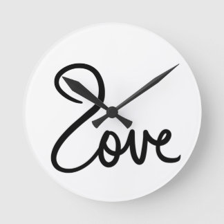 Relógio Redondo Design de Tipografia de Palavra "amor" Minimalista