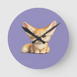 Relógio Redondo Design de Vibrações Positivas de Raposa Fennec Fel