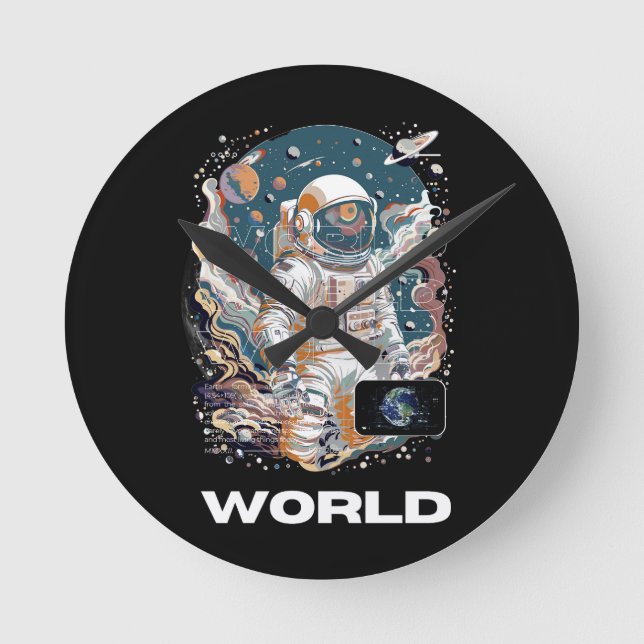 Relógio Redondo Design do Astronauta Mundial (Frente)