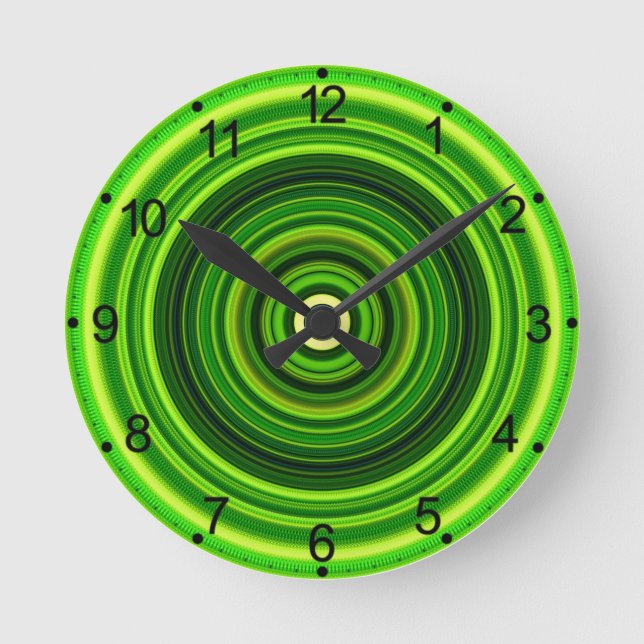 Relógio Redondo Design do Círculo de Mandala Verde Geomagnético (Frente)
