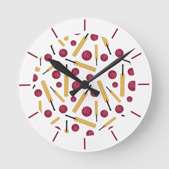 Relógio Redondo Design do Cricket Player Bat and Ball Cricketer (Frente)