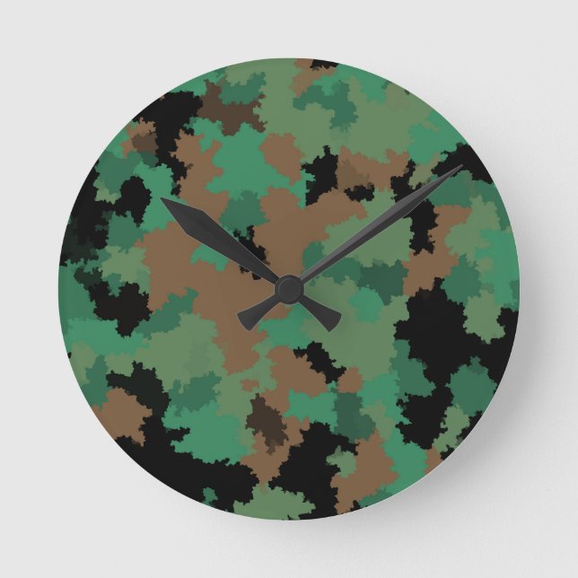 Relógio Redondo Design do Padrão de Camuflagem Selvagem do Exércit (Frente)
