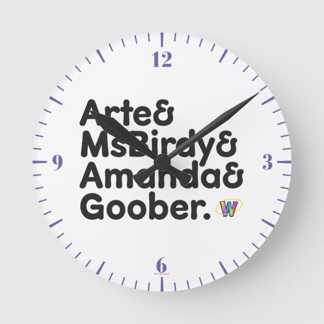Relógio Redondo Design dos nomes de Webkinz (Frente)