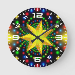 Relógio Redondo Design Fratural da Estrela de Natal-29440