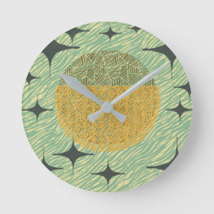 Relógio Redondo Design Geométrico de Starburst do meio século
