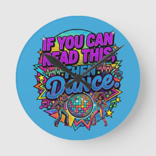 Relógio Redondo Design Gráfico de Festa de Dança com Bola de Disco