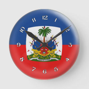 Relógio Redondo Design haitiano da bolha da bandeira de Haiti do
