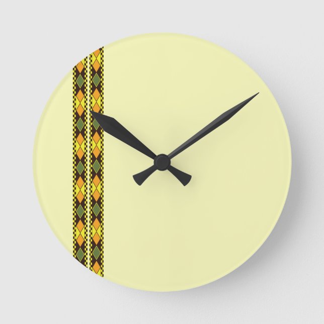 Relógio Redondo Design Liso Laranja Amarelo (Frente)