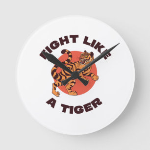 Relógio Redondo Design Motivacional Lutar Como um Tigre