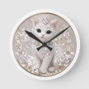 Relógio Redondo Deslumbrante Gata Princesa de Diamante Luxo de A
