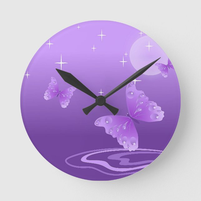 Relógio Redondo Destino bonito do amor dos animais roxos da (Frente)