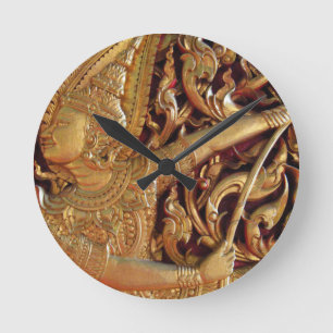 Relógio Redondo Detalhe do Templo Budista Tailandês